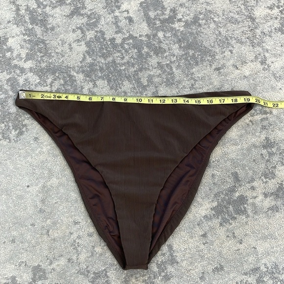 New Good American Ribbed Better Bikini Bottom Swim Cheeky Brown Sz 7 - Picture 6 of 9
